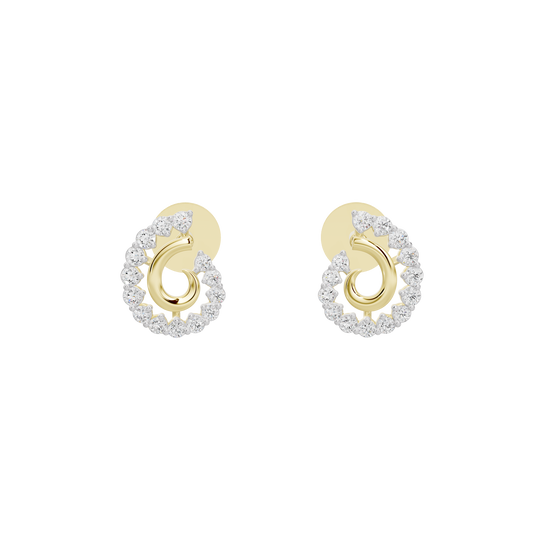 Yellow gold vermeil hoop earrings with sparkling diamond cluster around a ring