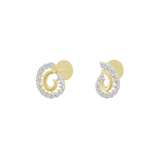 Yellow gold vermeil hoop earrings with diamond halo and central ring detail