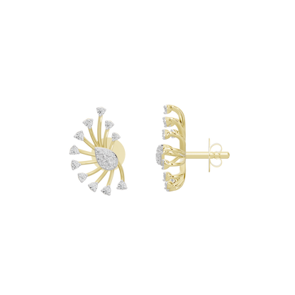 Yellow gold vermeil lab diamond hoop earrings, reverse view with hinge back