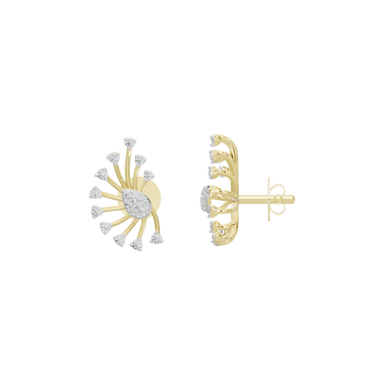 Yellow gold vermeil lab diamond hoop earrings, reverse view with hinge back