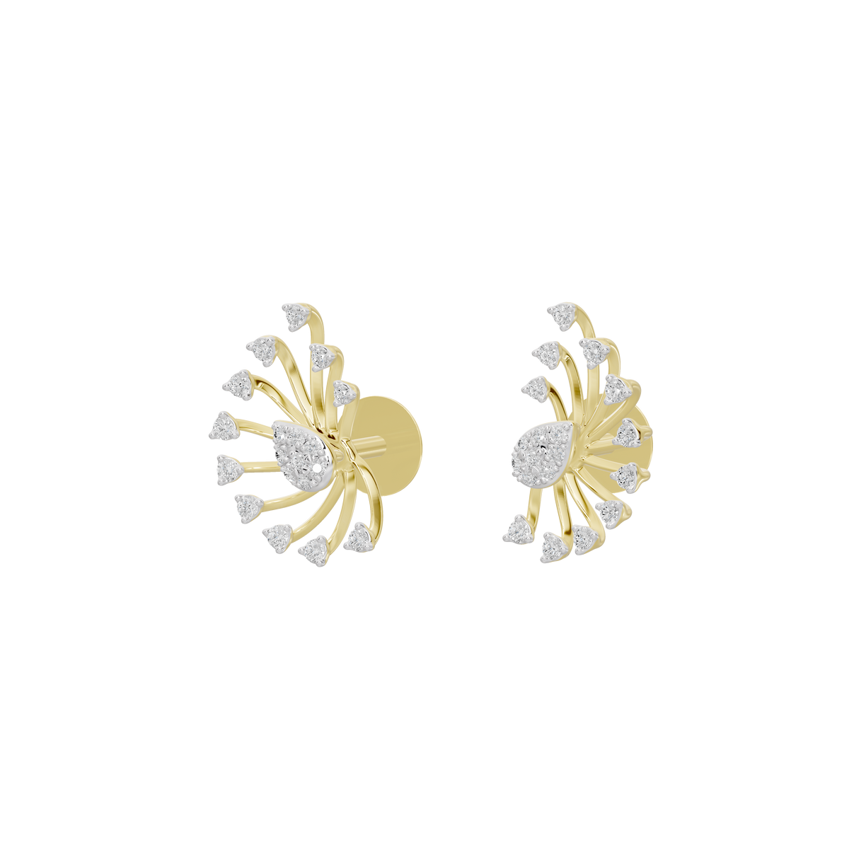 Yellow gold vermeil lab diamond hoop earrings with sunburst sparkle design