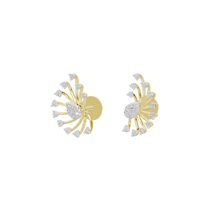 Yellow gold vermeil lab diamond hoop earrings with sunburst sparkle design