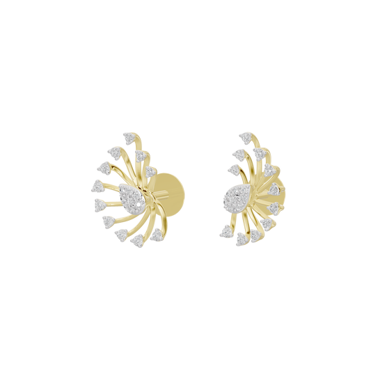 Yellow gold vermeil lab diamond hoop earrings with sunburst sparkle design