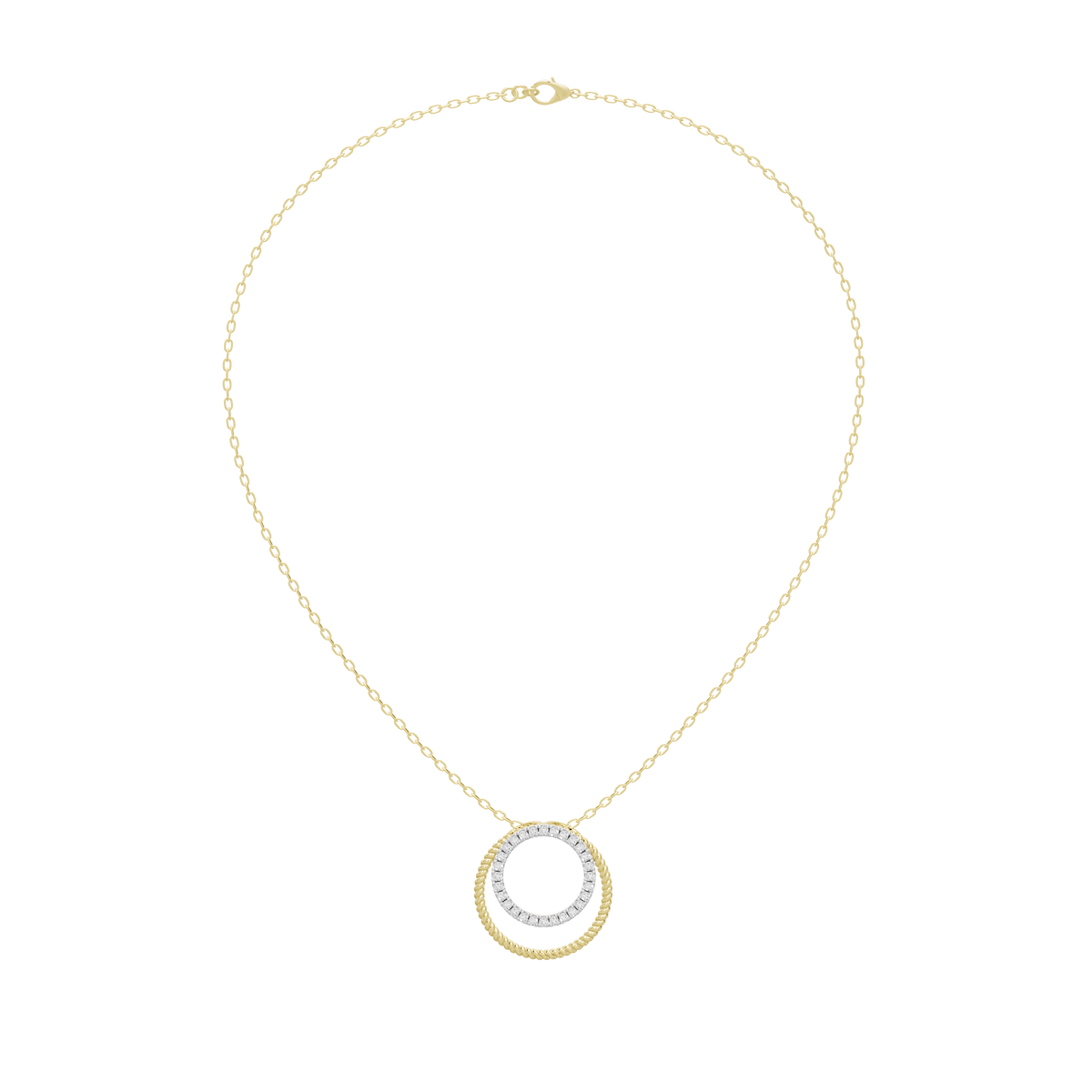 Yellow gold vermeil lab diamond pendant with circular double halo ring design