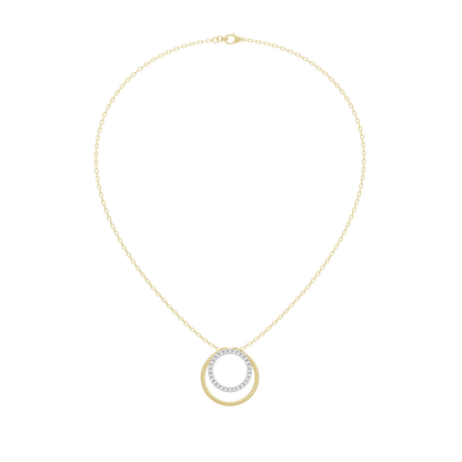 Yellow gold vermeil lab diamond pendant with circular double halo ring design