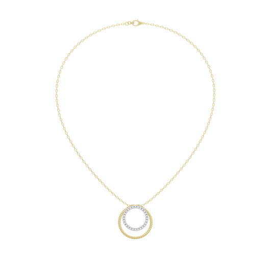 Yellow gold vermeil lab diamond pendant with circular double halo ring design
