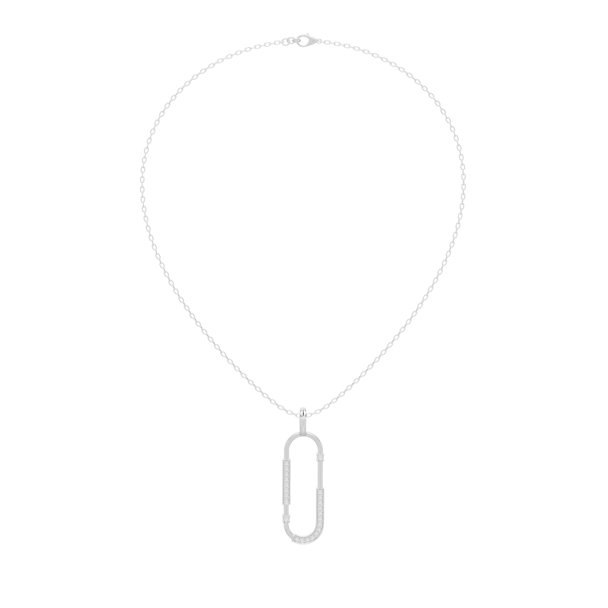 Silver chain with small U-shaped lab diamond pendant