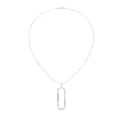 Silver chain with small U-shaped lab diamond pendant