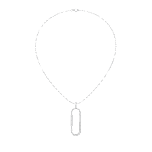 Silver chain with small U-shaped lab diamond pendant