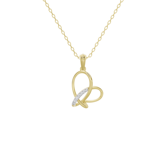 Heart-knot lab diamond pendant with gold-tone chain and interlocking heart loops