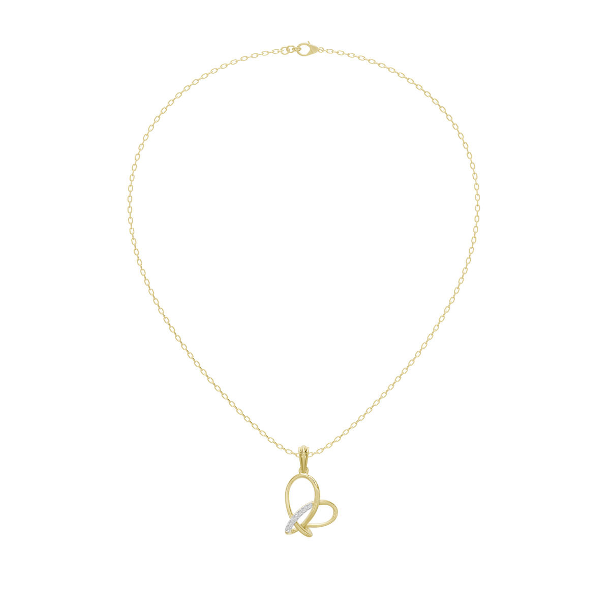 Gold-tone heart-knot pendant with interlocking heart loops on chain