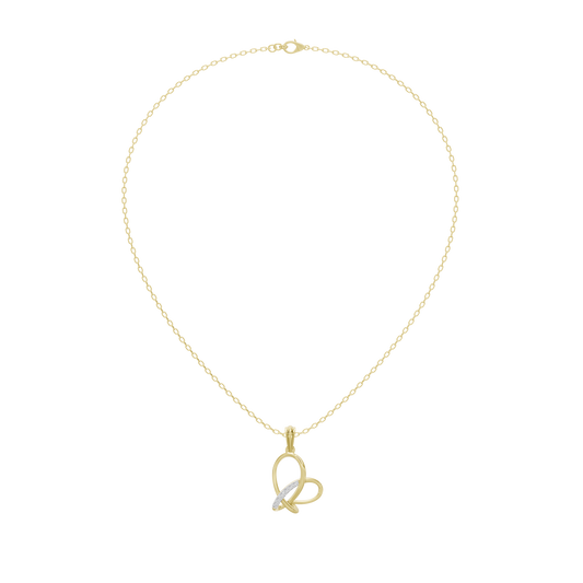 Gold-tone heart-knot pendant with interlocking heart loops on chain