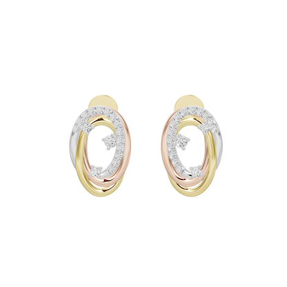 Oval hoop earrings with lab diamonds, yellow gold vermeil and silver-toned settings