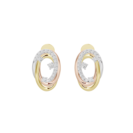 Oval hoop earrings with lab diamonds, yellow gold vermeil and silver-toned settings