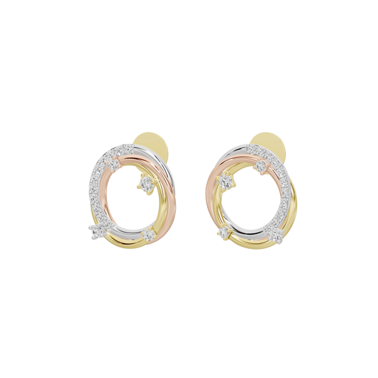 Lab diamond hoop earrings in yellow gold vermeil, double halo rings with pavé stones