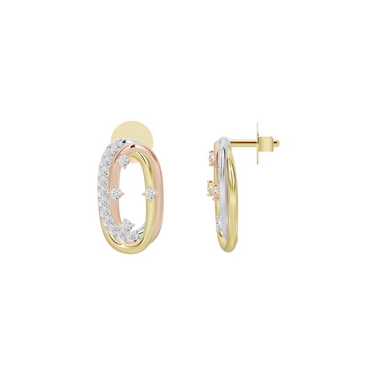 Yellow gold vermeil oval hoop earrings with lab-diamond pavé and hinge post