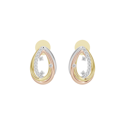 Sterling silver and gold vermeil teardrop hoop earrings with lab diamond accents