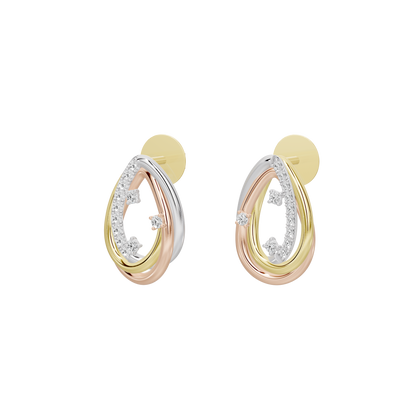Gold vermeil hoop earrings with teardrop lab diamonds in silver setting