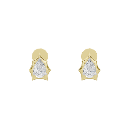 Yellow gold vermeil lab diamond stud earrings with pear-cut stones