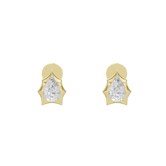Yellow gold vermeil lab diamond stud earrings with pear-cut stones