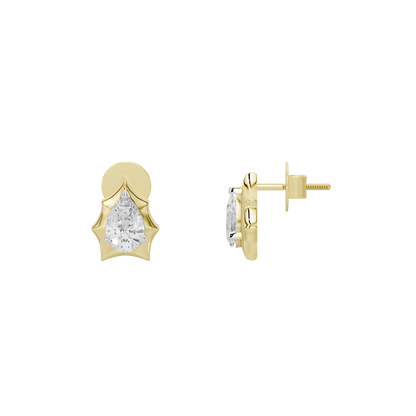 Yellow gold vermeil lab diamond stud earrings, post back and side view