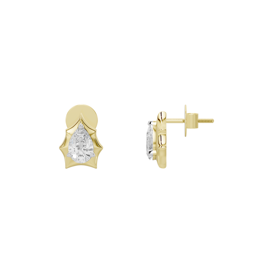 Yellow gold vermeil lab diamond stud earrings, post back and side view