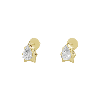 Yellow gold vermeil lab diamond stud earrings with pear-cut stones
