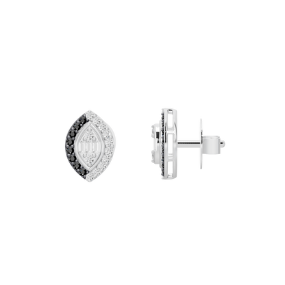 Silver stud earrings with lab diamond halo and side backing post