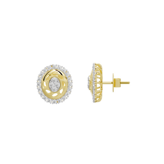 Lab diamond earrings, yellow gold vermeil side view with push-back post