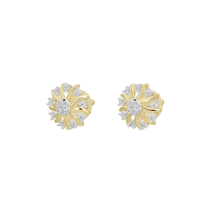 Cora lab diamond stud earrings in yellow gold vermeil with floral cluster design