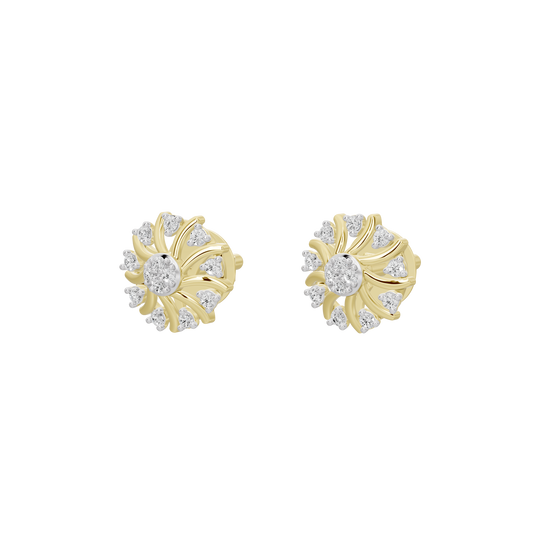 Cora lab diamond stud earrings in yellow gold vermeil with floral cluster design