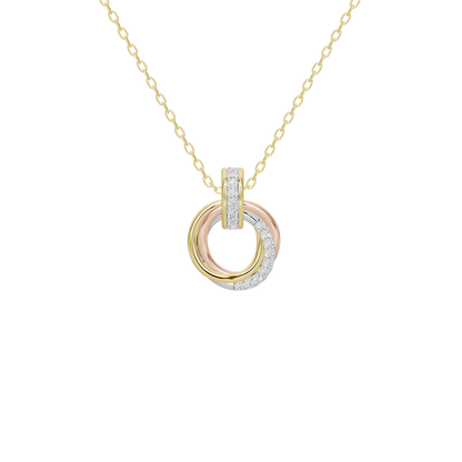Yellow gold vermeil pendant necklace with triple round ring lab diamonds