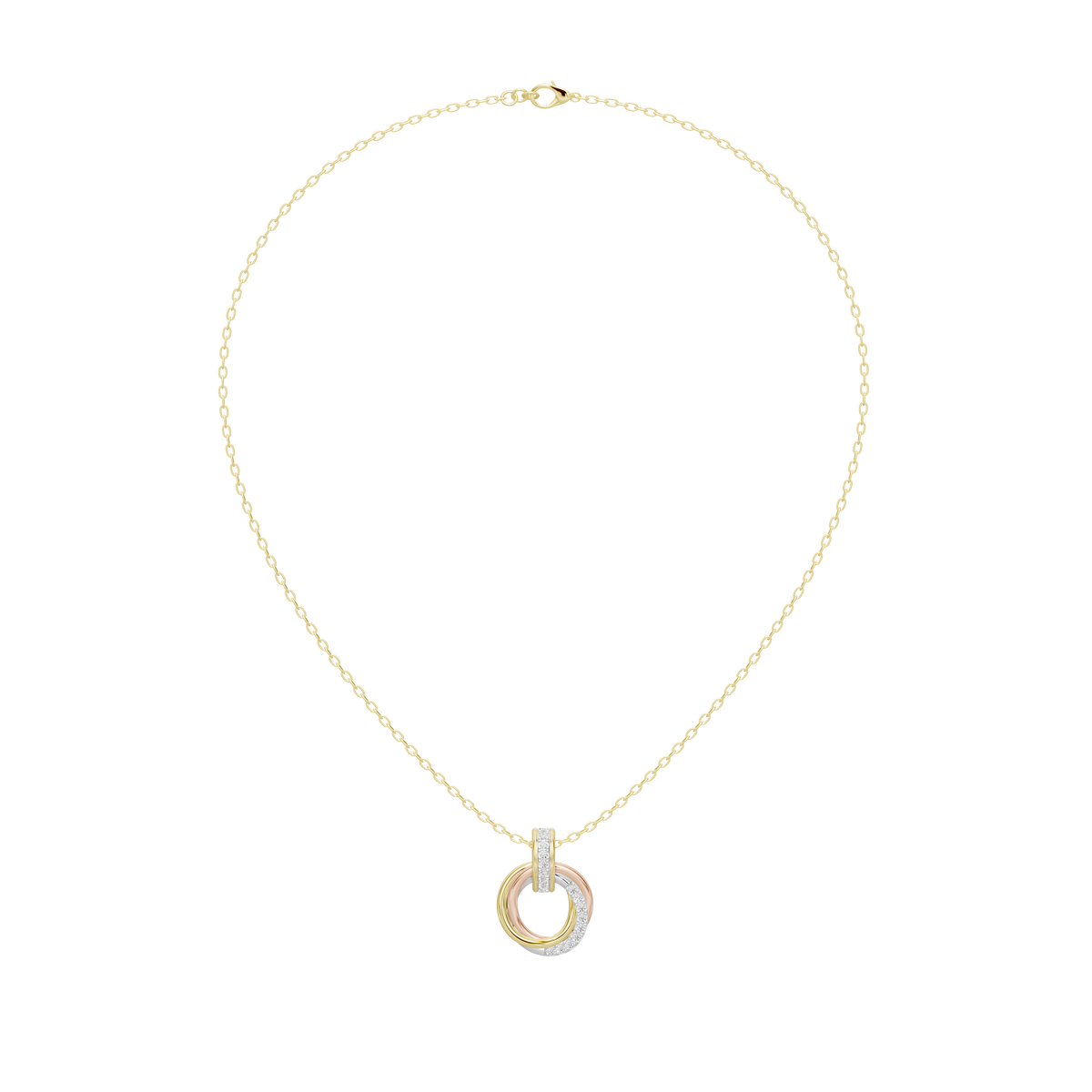 Yellow gold vermeil pendant necklace with round lab diamond ring charm