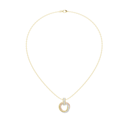 Yellow gold vermeil pendant necklace with round lab diamond ring charm