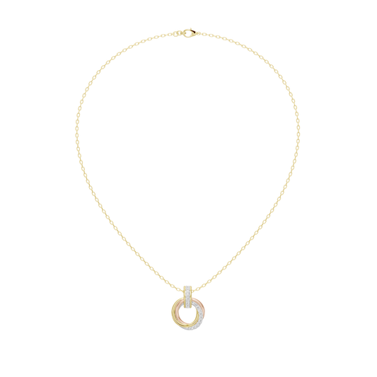Yellow gold vermeil pendant necklace with round lab diamond ring charm