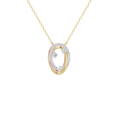 Gold vermeil oval pendant necklace with lab diamond accents and linked chain