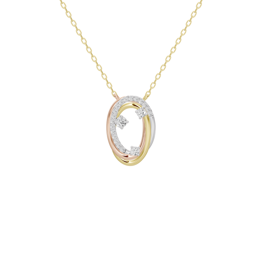 Gold vermeil oval pendant necklace with lab diamond accents and linked chain