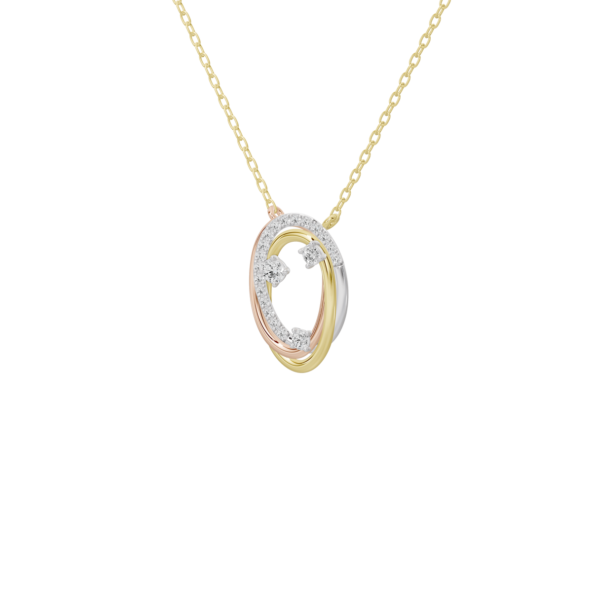 Gold vermeil oval pendant with lab diamond cluster and yellow chain