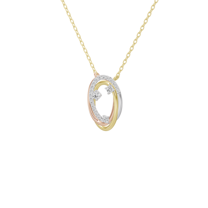 Gold vermeil oval pendant with lab diamond cluster and yellow chain