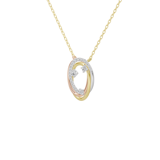Gold vermeil oval pendant with lab diamond cluster and yellow chain