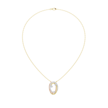 Gold vermeil oval pendant necklace with lab diamond detail and chain drop