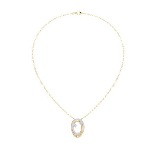 Gold vermeil oval pendant necklace with lab diamond detail and chain drop