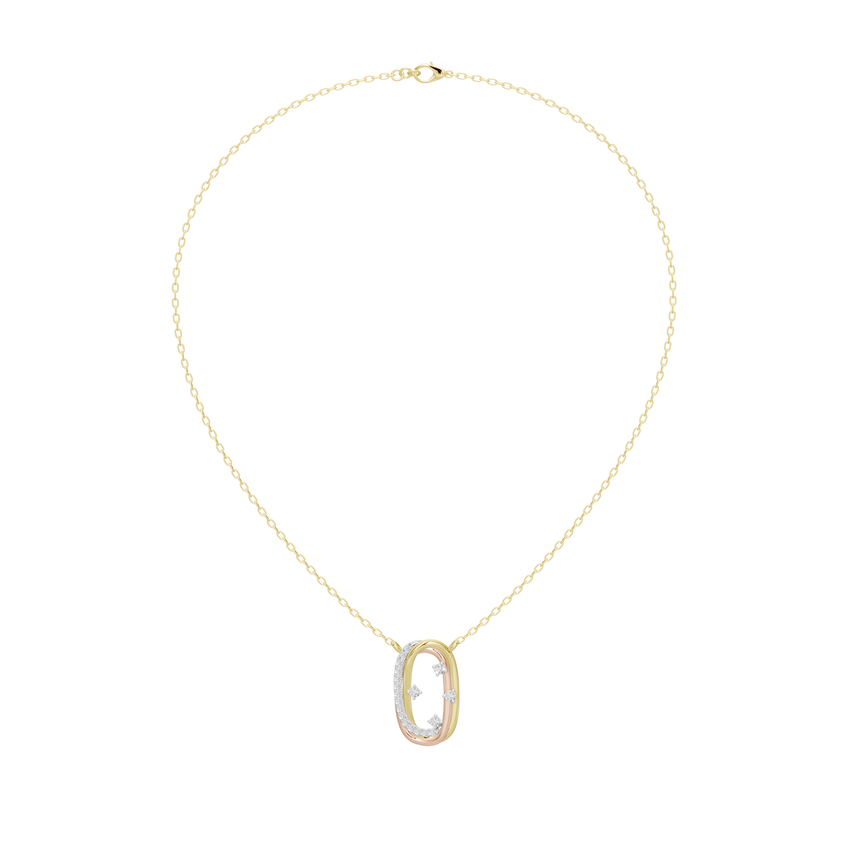 Yellow gold vermeil chain necklace with small oval lab diamond pendant