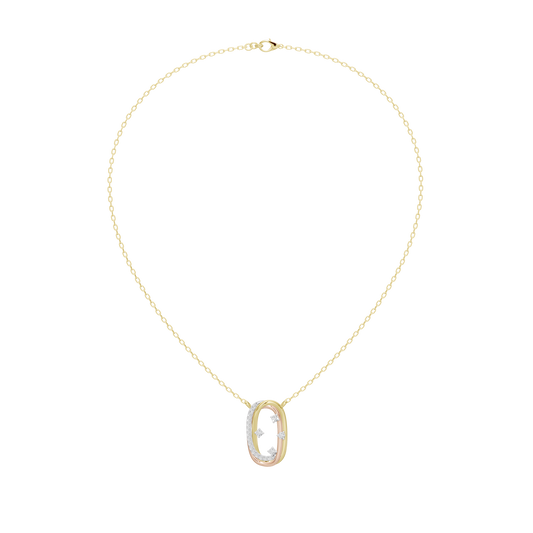 Yellow gold vermeil chain necklace with small oval lab diamond pendant