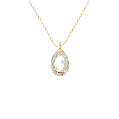 Gold chain teardrop pendant with three lab diamonds
