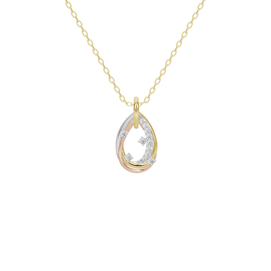 Gold chain teardrop pendant with three lab diamonds