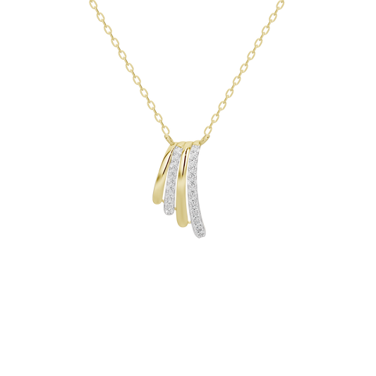 Yellow gold vermeil pendant necklace with lab diamonds and fringe tassel