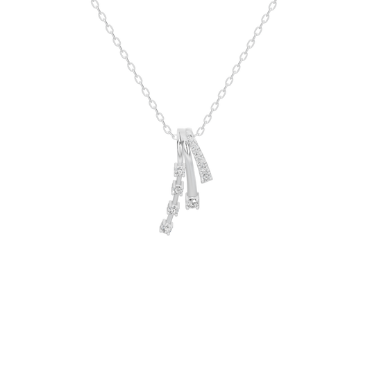Silver lab diamond pendant necklace with dangling pear-drop shaped stones