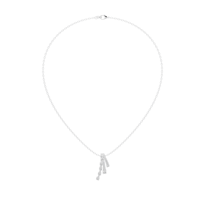 Silver lab diamond pendant necklace with teardrop charm on a fine chain
