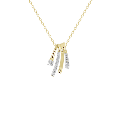 Gold vermeil diamond pendant necklace with three tassel charms